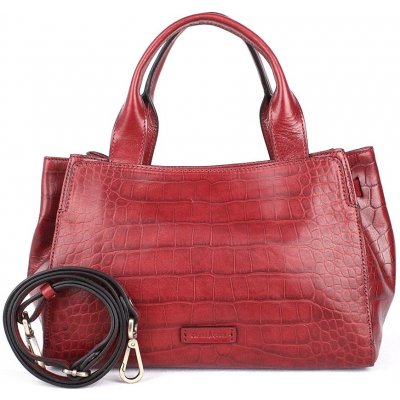 Gianni Conti Střední luxusní tmavěčervená kožená kabelka do ruky 15 – Zboží Mobilmania