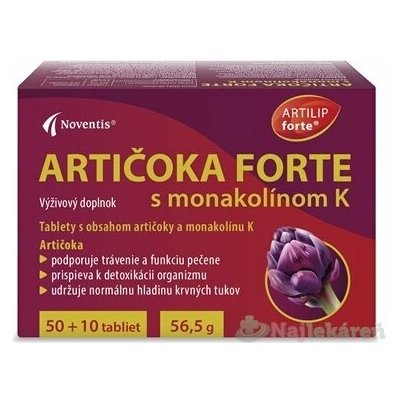 Noventis Artičoka Forte s monakolinem K 60 tablet – Hledejceny.cz
