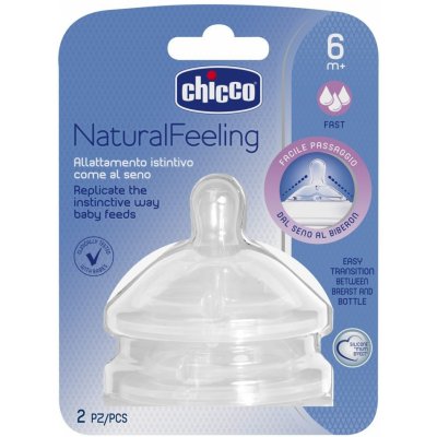 Chicco dudlík na láhev Natural Feeling silikon rychlý průtok 2 ks V001515