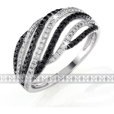 Klenoty Budín Luxusní diamantový zlatý prsten s černými a čirými diamanty 3861477