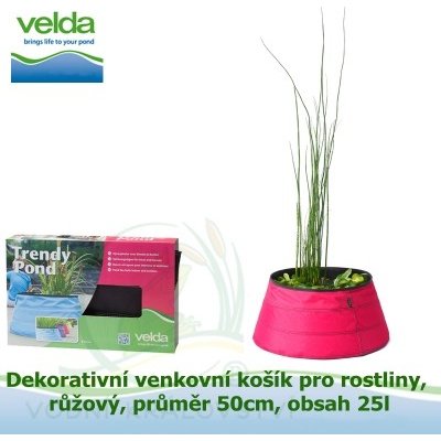 Dekorativní venkovní košík pro rostliny, růžový, průměr 50cm, obsah 25l - Velda Trendy Pond – Zboží Mobilmania