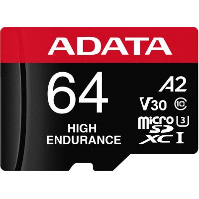 Adata MicroSDXC karta 64GB High Endurance AUSDX64GUI3V30SHA2-RA1 – Zboží Živě