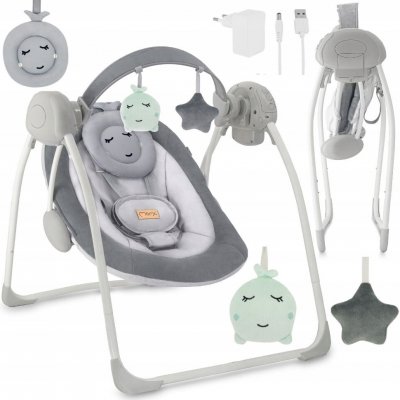 Momi MOMI Houpací lehátko s melodiemi LISS šedé – Zboží Dáma