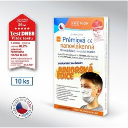 NANO M.ON Juniorská prémiová nanovlákenná zdravotnická maska svítivě oranžová gumička 10 ks