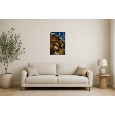 Obraz na plátně – Vánoční betlém pod zářící hvězdou 50 × 75 cm – Hledejceny.cz