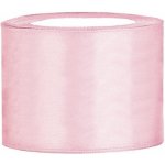 PartyDeco Stuha saténová jemně růžová 50 mm x 25 m - saténové široké dekorační stuhy 5 cm x 25 m na svatební aranžmá, mašle, dekorace – Zboží Dáma