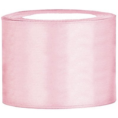 PartyDeco Stuha saténová jemně růžová 50 mm x 25 m - saténové široké dekorační stuhy 5 cm x 25 m na svatební aranžmá, mašle, dekorace – Zboží Dáma