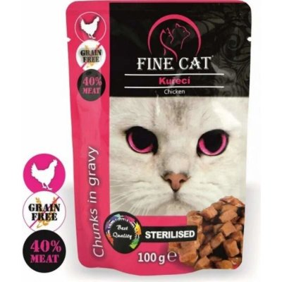Fine Cat Grain-Free Sterilised kuřecí v omáčce 100 g – Sleviste.cz