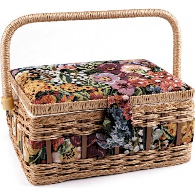 Prima-obchod Kazeta / košík na šití čalouněný, barva 13 multikolor květy – Sleviste.cz