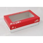 Dortisimo Vánoční krabice na cukroví červená s chaloupkami (25 x 15 x 7 cm) – Zboží Mobilmania