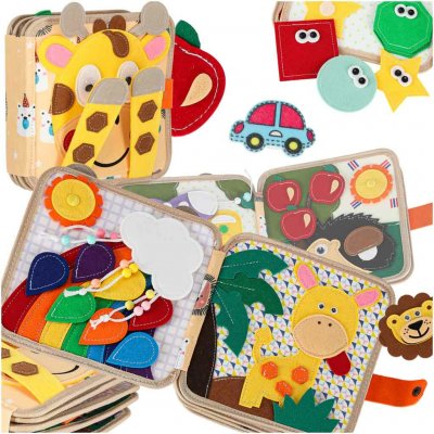 Kik plstená zmyslová manipulačná knižka žirafa senzorická vzdelávacia interaktívna 3+ – Zboží Dáma