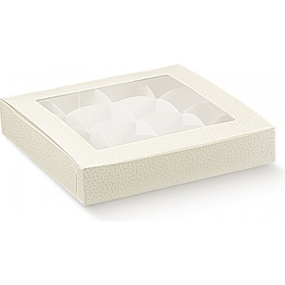 Scotton S.p.A. KRABIČKA NA PRALINKY BÍLÁ KŮŽE S OKÉNKEM NA 19x14x4cm – Sleviste.cz