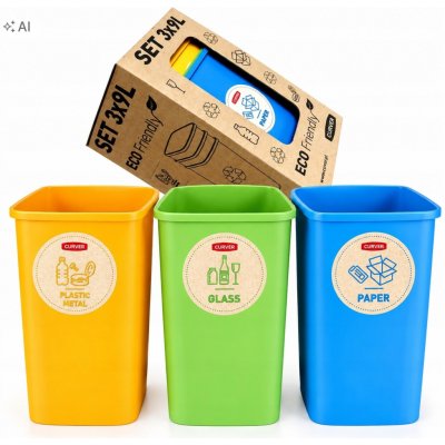 CURVER ECO Friendly 02173-999 3 x 9 l Set košů na tříděný odpad – Hledejceny.cz
