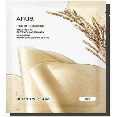 Anua Rice 70 Glow Collagen Mask Rozjasňujestravování Plátýnková maska s kolagenem 38 g – Zboží Dáma