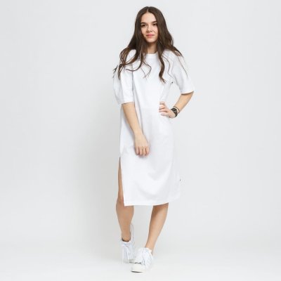 Urban Classics středně dlouhé šaty Ladies Organic Oversized Slit Tee Dress bílá