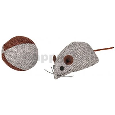 Hračka pro kočky FLAMINGO - Juns myš a míček šedý 8cm – Zboží Mobilmania