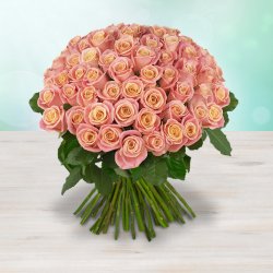 Rozvoz květin: Kytice 100 lososových čerstvých růží - Praha