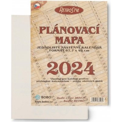 Plánovací roční mapa retro skládaná nástěnný 2024 – Zbozi.Blesk.cz