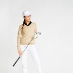 INESIS Dámský golfový svetr s výstřihem do V MW500 béžový