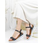 DoAndBe Černé sandály na klínku JJ-10B – Zbozi.Blesk.cz