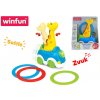 Interaktivní hračky Winfun Auto žirafa 23cm narážecí s kroužky na baterie se světlem a zvukem