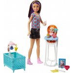 Barbie Chůva herní set s postýlkou běloška – Zboží Mobilmania