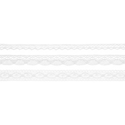 Krajková stuha BÍLÁ, 3 ks, 4,5m – Sleviste.cz