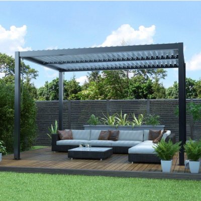 Avenberg Hliníková bioklimatická pergola s lamelami 4 x 4 m antracit Za23141 – Zbozi.Blesk.cz