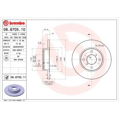 Brzdový kotouč BREMBO 08.8705.10