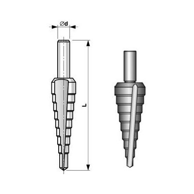 Bučovice Tools Stupňovitý vrták 4/20 (č. 1) HSSE TiN 4;6;8;10;12;14;16;18;20mm - BU696-010 – Zboží Mobilmania