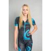 Cyklistický dres ROSTI FURY dlouhý zip 2018 black-turquoise dámský