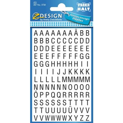 Avery Zweckform 3720 Samolepicí písmenka, 6,5 mm, 240 ks, černé na bílé fólii – Sleviste.cz