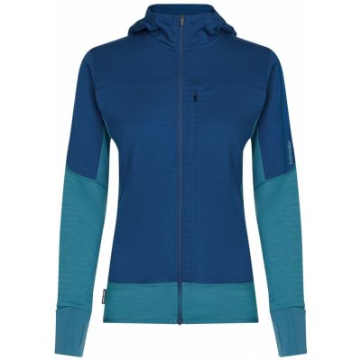 Icebreaker Wmns 300 RealFleece Descender LS Zip Hood Topaz/Atlantis/Cb – Zboží Dáma
