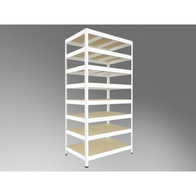 Biedrax Regál do spíže 35 x 75 x 240 cm, bílý, 8 polic OSB 10 mm, nosnost 300 kg na polici – Sleviste.cz