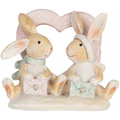 Clayre & Eef Zimní dekorace zamilovaní králíčci s dopisy - 11*6*9 cm – Hledejceny.cz