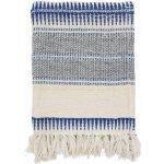 MADAM STOLTZ Přehoz z recyklované bavlny Blue/Grey 125 × 150 cm, modrá barva, textil – Hledejceny.cz