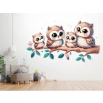 Nalepte.cz Rozverné sovičky textilní přelepitelné samolepky na zeď arch 137 x 75 cm – Hledejceny.cz