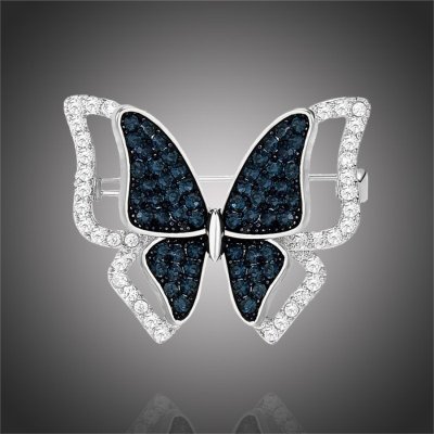 Éternelle luxusní brož se zirkony Crystal Butterfly motýl B2272-LXT0537A Stříbrná – Zboží Dáma