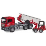 Bruder 3767 Nákladní automobil MAN TGS s valníkem a kompaktním nakladačem Schäffer – Zboží Dáma