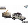 Kids Globe Traffic Land Rover Defender 14cm kov na zpětný chod s přívěsem 14cm a žirafou