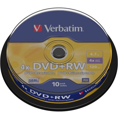 Verbatim DVD+RW 4,7GB 4x, SERL, spindle, 10ks (43488) – Zbozi.Blesk.cz
