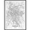 Plakát Plakát / Obraz Mapa Warsaw 61 x 91,5 cm Napnuté plátno na dřevěném rámu