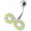 Piercing Šperky4U stříbrný piercing do pupíku světle zelené zirkony BP01021-G