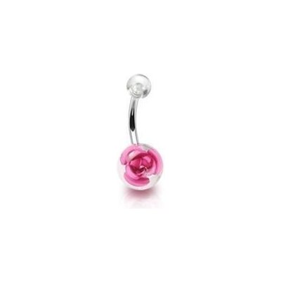 Šperky4U piercing do pupíku banánek s růží BA01045-P – Zboží Mobilmania