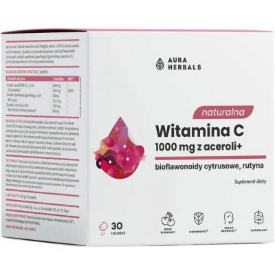 Aura Herbals Přírodní vitamin C 1000 mg z aceroly Třešeň 30 sáčků – Hledejceny.cz