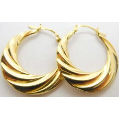 Klenoty Budín Mohutné zlaté gravírované náušnice kruhy HK2273 – Zbozi.Blesk.cz