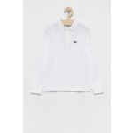 Lacoste dětská bavlněná košile s dlouhým rukávem bílá hladká