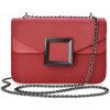 Kabelka stylová unikátní nubuková dámská kabelka listonoška na řetízku s geometrickou přezkou červená
