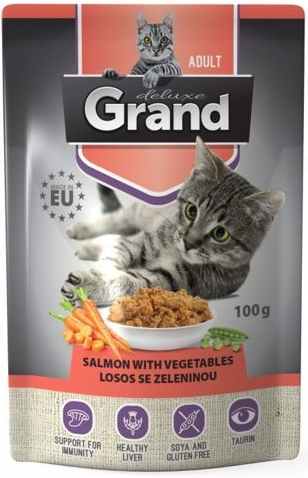 Grand kočka deluxe 100% losos se zel.100 g