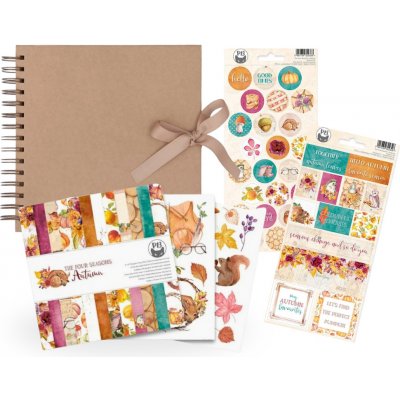 Scrapbook set album podzim, blok papírů a samolepky – Zboží Dáma